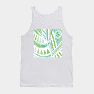 Mazipoodles New Fish Head Leaves Jazz Funk E Pastel Blue Green White Tank Top